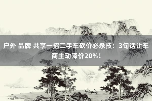 户外 品牌 共享一招二手车砍价必杀技：3句话让车商主动降价20%！