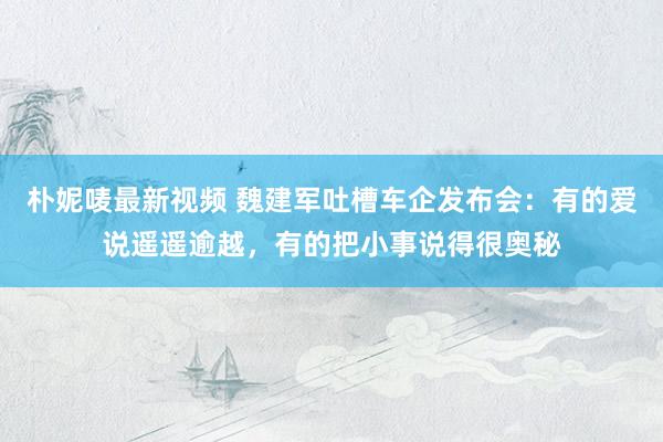 朴妮唛最新视频 魏建军吐槽车企发布会：有的爱说遥遥逾越，有的把小事说得很奥秘